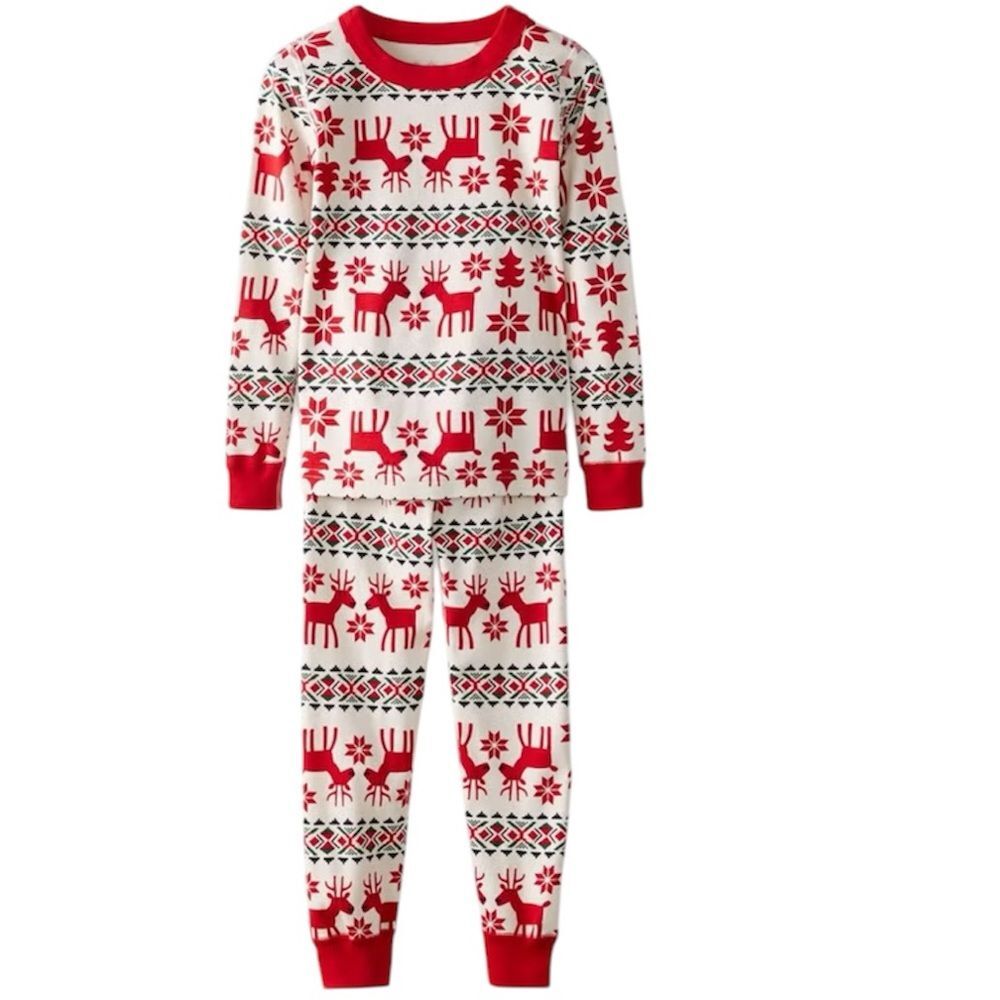 Hanna Andersson Dear Deer Holiday Long John PJ Pajama Set Medium